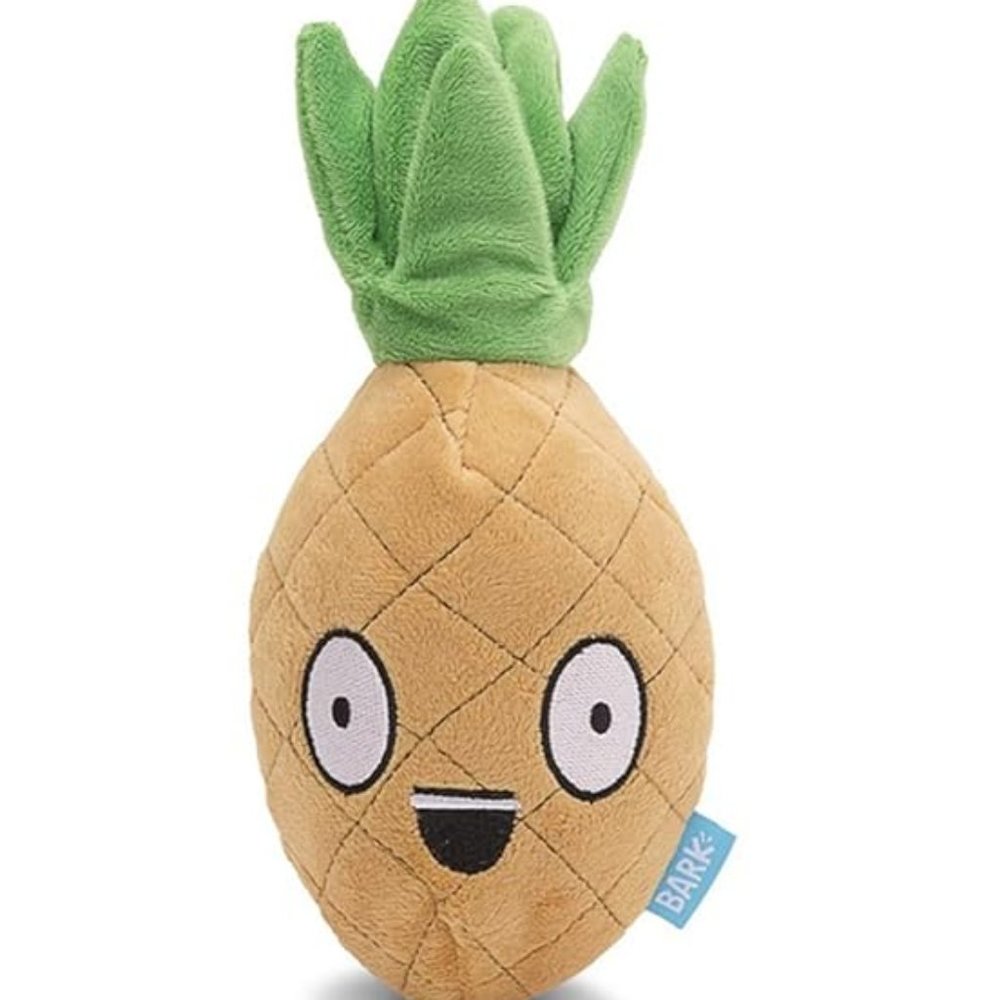 Bark Box Penny Pineapple Dog Toy Med Hidden Sadder Pineapple Crinkle‎ Squeaker